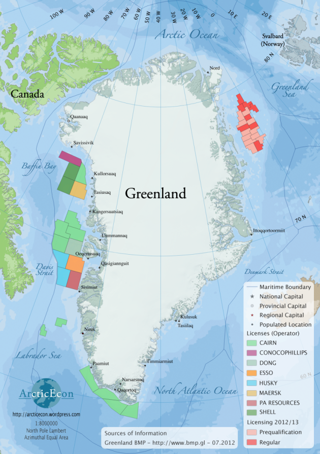 Greenland Maritime Boundary Active License Map